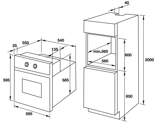 Bản vẽ lò nướng 535.02.711 HO-T60B Hafele