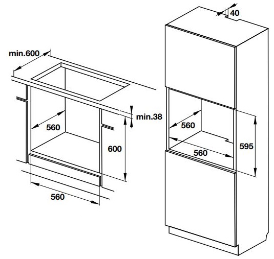 Bản vẽ lò vi sóng 534.05.581 HOK60B Hafele