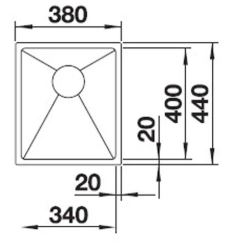 Bản vẽ chậu đá R15 340 IU Hafele 1 hộc