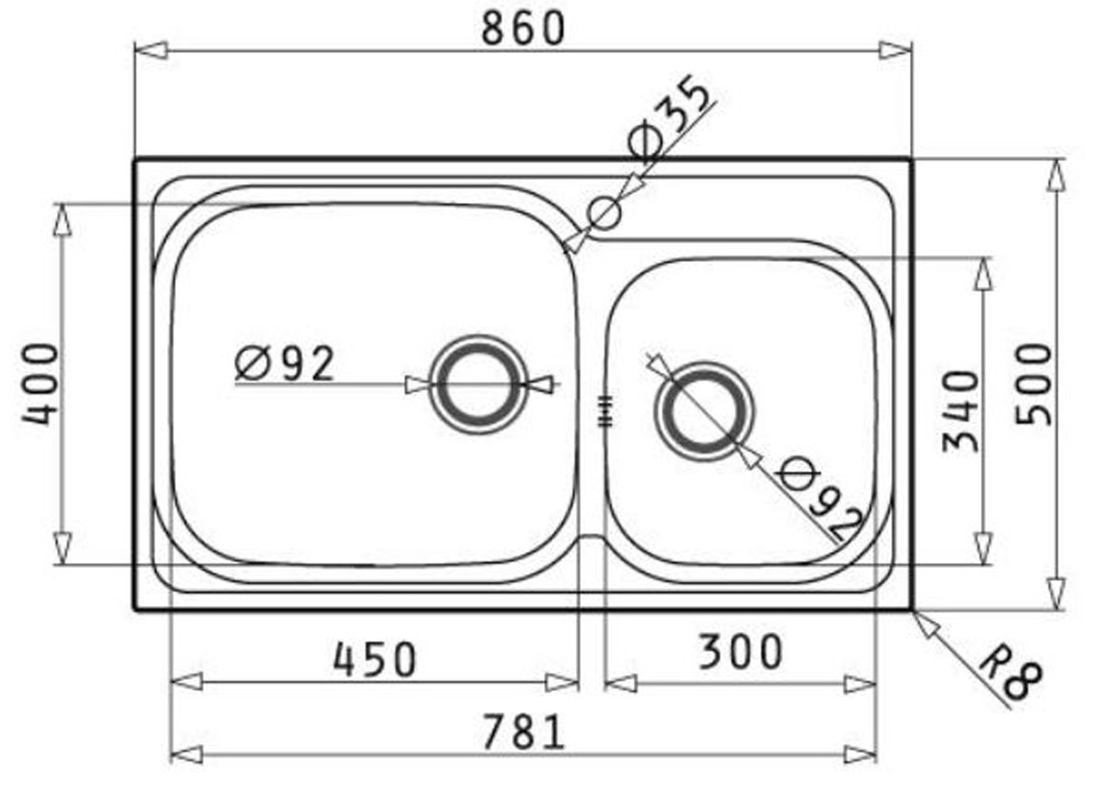 Bản vẽ kỹ thuật chậu rửa chén bát HMH 107125001 Bosch