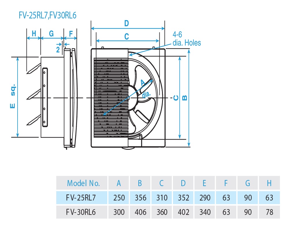 Bản vẽ kỹ thuật quạt hút dân dụng FV-30RL6 Panasonic Bản vẽ kỹ thuật quạt hút dân dụng FV-20RL7 Panasonic