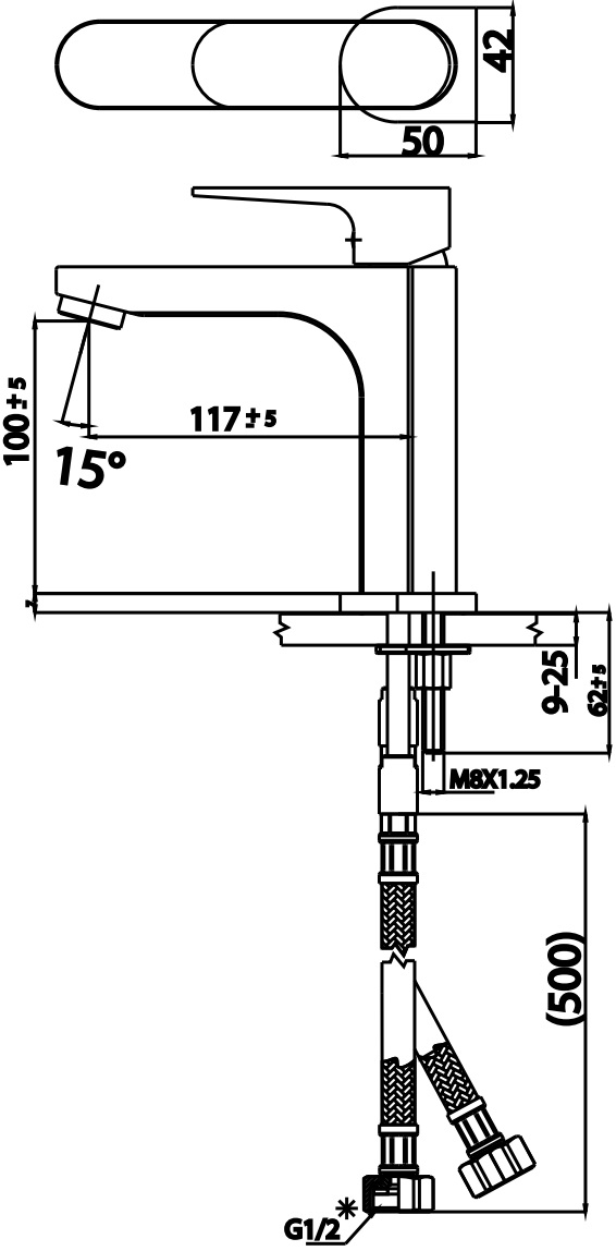 Bản vẽ kỹ thuật Vòi lavabo Cotto CT2160A 