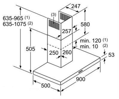 Bản vẽ kỹ thuật máy hút mùi Bosch DWB97IM50