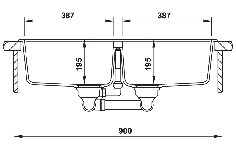 Bản vẽ chậu đá HS20-GKN2S90 Hafele 2 hộc Bản vẽ chậu đá 570.33.330 Hafele 2 hộc