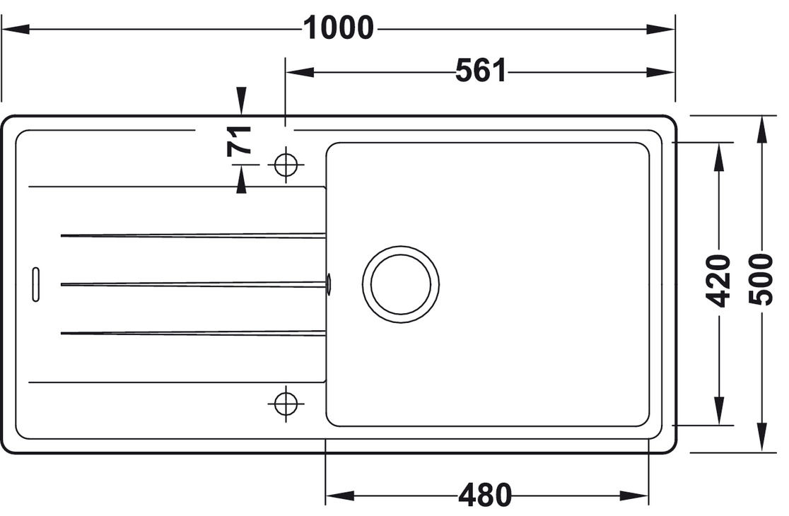 Bản vẽ chậu bếp đơn HS20-GED1S60 Hafele