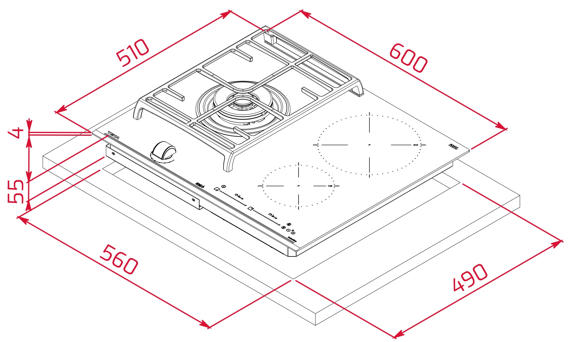 Bản vẽ kỹ thuật bếp kết hợp lắp âm Teka JZC 63312 ABB