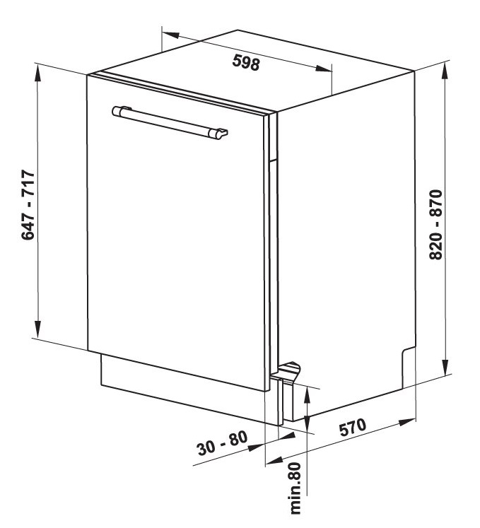 Bản vẽ máy rửa chén 533.23.260 Hafele âm toàn phần