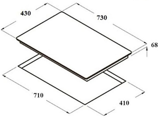 Bản vẽ bếp từ 2 vùng nấu Eurosun EUT705PLUS