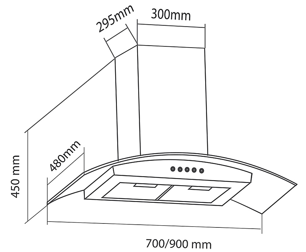 Bản vẽ máy hút khói khử mùi gắn tường EH 70K10S Eurosun 