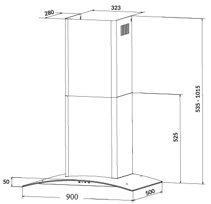 Bản vẽ máy hút khói khử mùi gắn tường EH 90K21B Eurosun