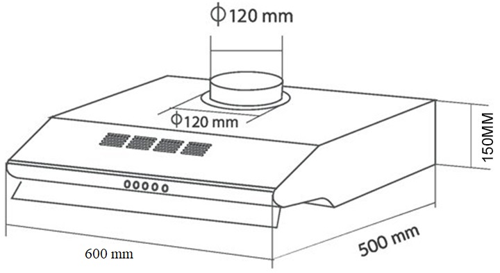 Bản vẽ máy hút khói khử mùi cổ điển EH 60C05D Eurosun 