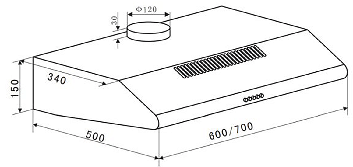 Bản vẽ máy hút khói khử mùi gắn tường EH 60CF19S Eurosun 