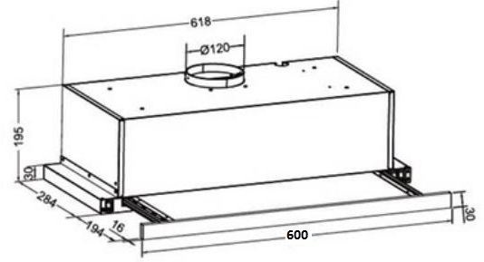 Bản vẽ máy hút khói khử mùi âm tủ EH 60AF85S Eurosun 