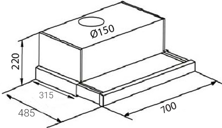 Bản vẽ kỹ thuật máy hút mùi âm tủ EH R906E7T Chefs