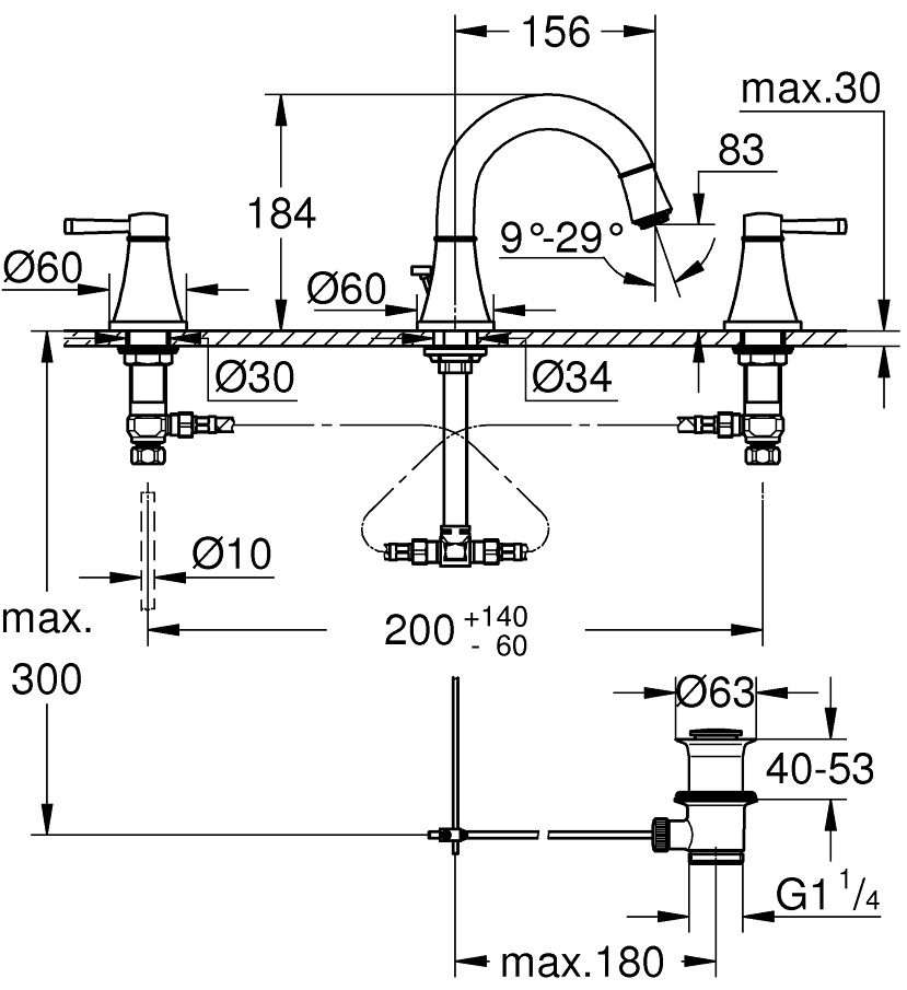 Bản vẽ kỹ thuật vòi lavabo 20417IG0 Grohe Grandera