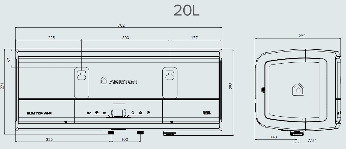 Bản vẽ máy nước nóng lim3 Top Wifi 20L Ariston