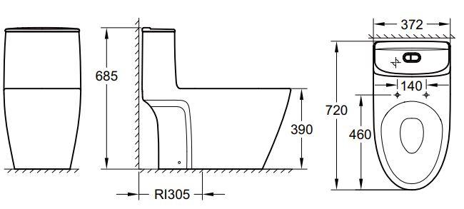 Bản vẽ kích thước bồn cầu Grohe 39990000-101330SH00