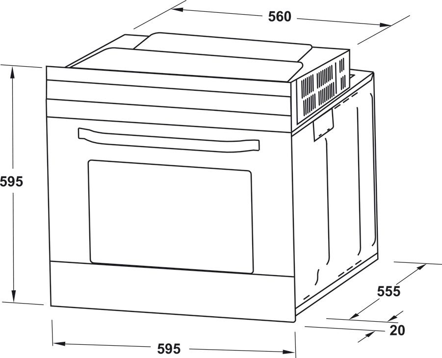 Bản vẽ kích thước lò nướng HO6T70A 538.01.441 Series 600