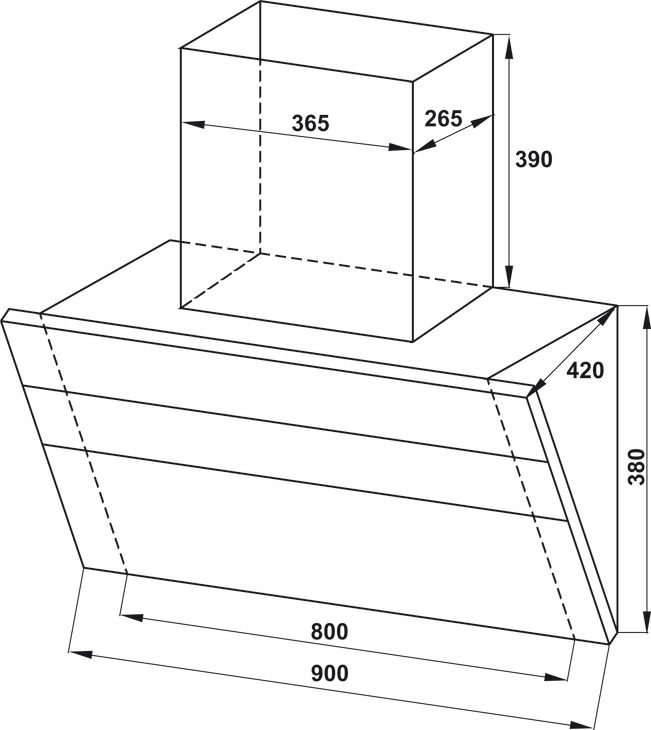 Bản vẽ máy hút mùi âm tủ HC H901WB Hafele 533.83.655