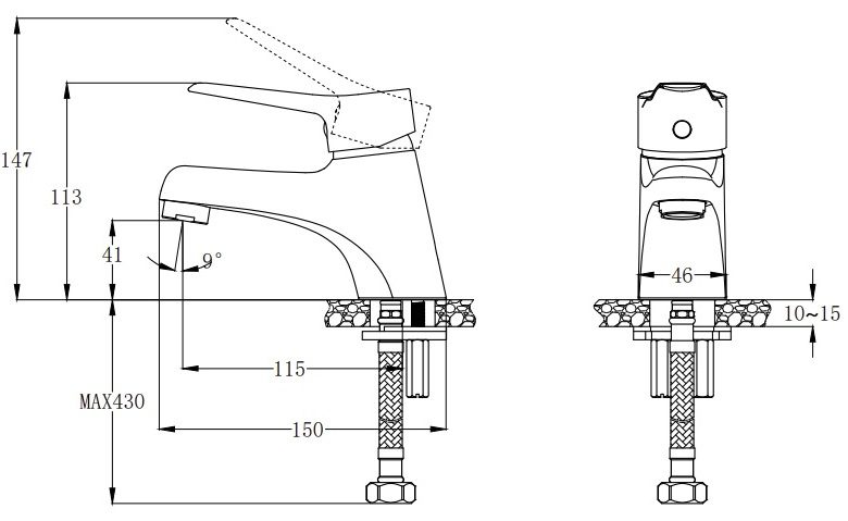 Bản vẽ vòi chậu rửa mặt Caesar B330 CU