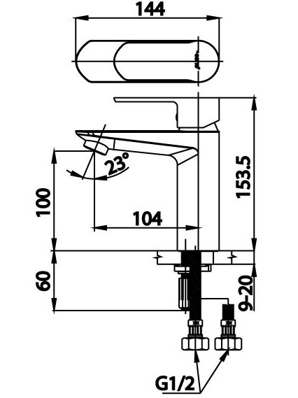 Bản vẽ kích thước vòi chậu rửa mặt CT 2401 AF Cotto