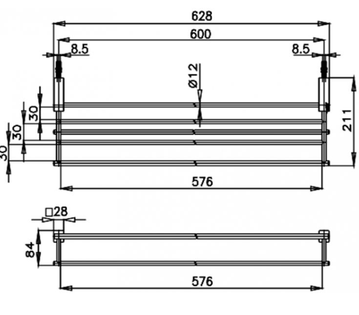 Bản vẽ kĩ thuật kệ khăn hai tầng CT888(HM) Cotto