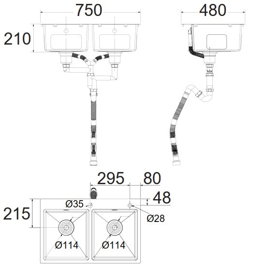 Bản vẽ chậu bếp FFASX125 American Standard