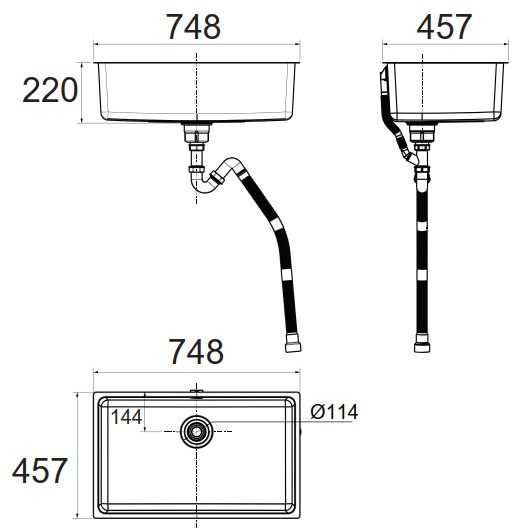 Bản vẽ chậu bếp FFASX125 American Standard