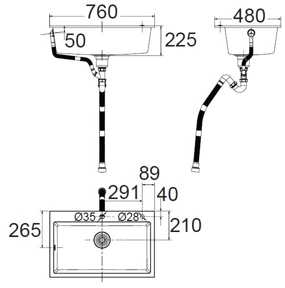 Bản vẽ chậu rửa bát FFASX901 American Standard màu đen