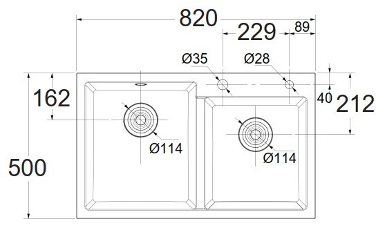 Bản vẽ chậu rửa bát FFASX902 American Standard màu đen