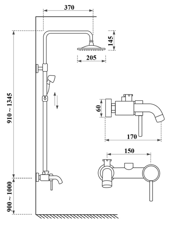 Bản vẽ kỹ thuật sen cây bằng đồng Kanly GCS18