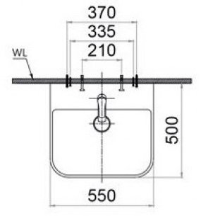 Bản vẽ kích thước lavabo LF 5370 Caesar treo tường - đặt bàn