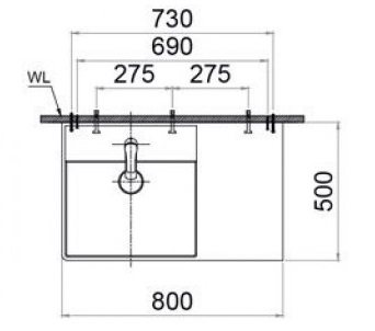 Bản vẽ kích thước lavabo LF5382 Caesar treo tường - đặt bàn