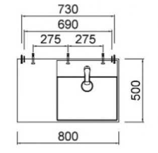 Bản vẽ kích thước lavabo LF5384 Caesar treo tường - đặt bàn