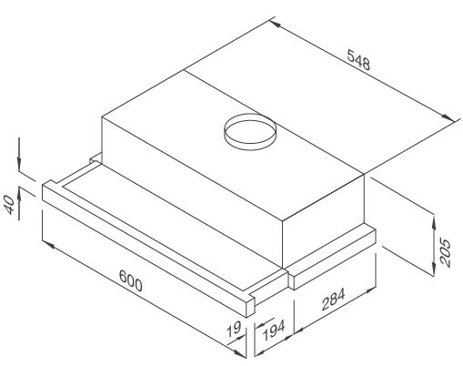 Bản vẽ kỹ thuật máy hút mùi âm tủ MH-60SMC Malloca