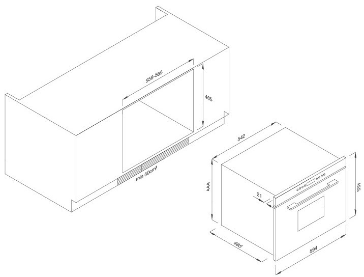 Bản vẽ kích thước lò hấp Malloca MST35IX03