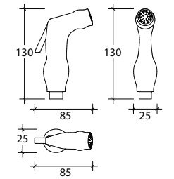 Bản vẽ tay vòi xịt American Standard PQ2