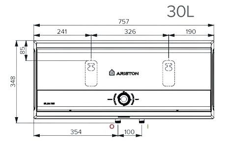 Bản vẽ kích thước máy nước nóng SL3 R 30 lít Ariston