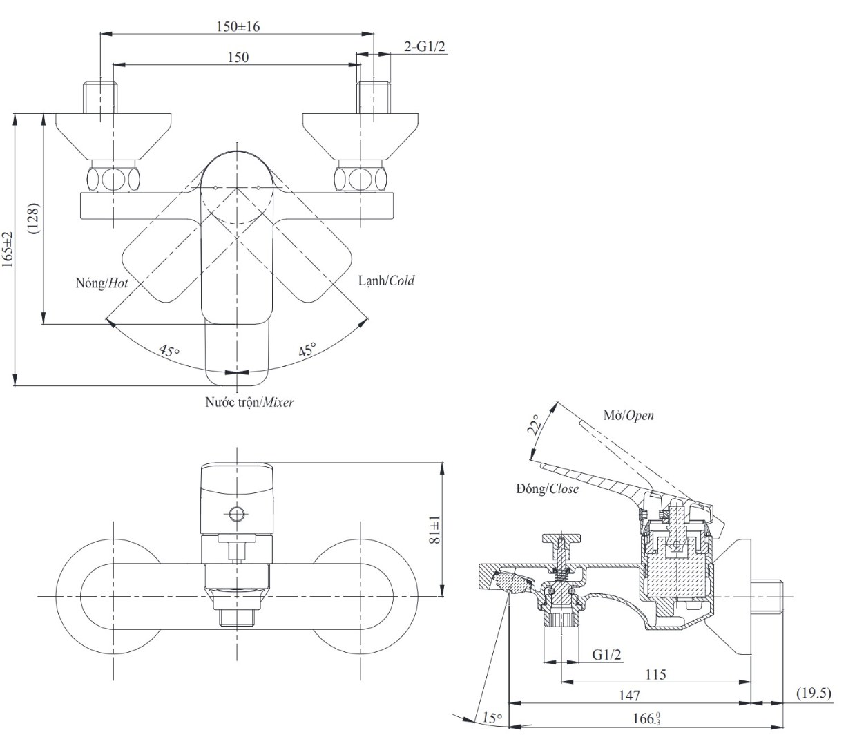 Bản vẽ kích thước củ sen Toto TTMR302 V