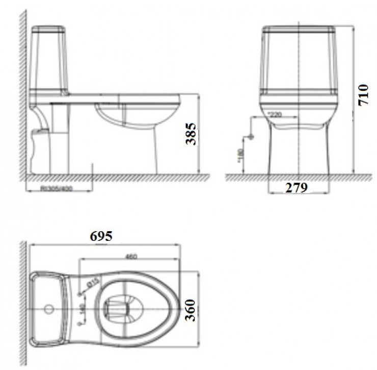 Bản vẽ bồn cầu VF-1858SW American Standard 