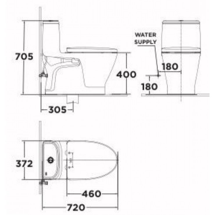 Bản vẽ bàn cầu điện tử American VF 1863 PL