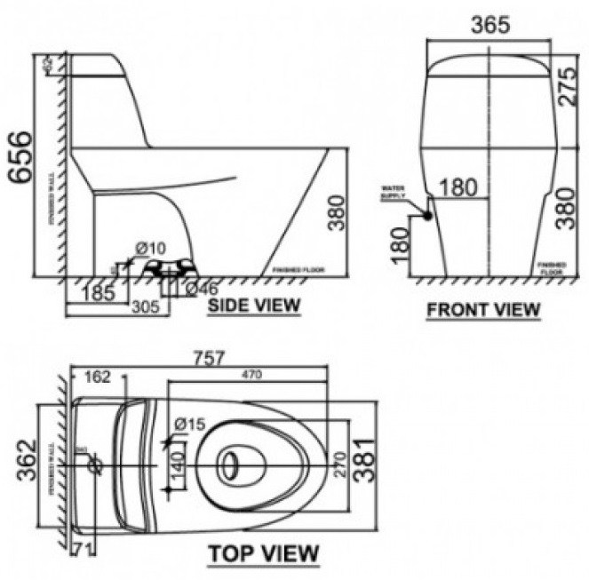 Bản vẽ bồn cầu VF 2011 SW American Standard