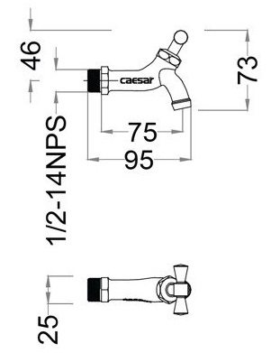 Bản vẽ kích thước vòi nước Caesar W034-1