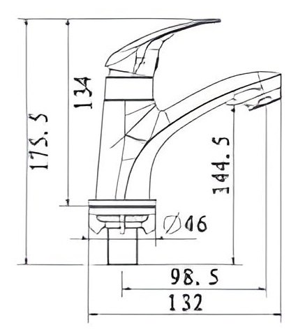 Bản vẽ kích thước vòi chậu rửa mặt American Standard WF 4611