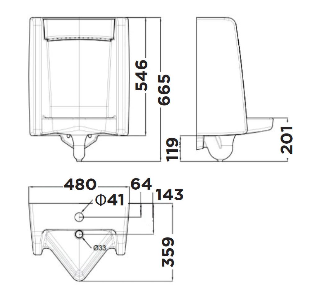 Bản vẽ kích thước bồn tiểu American WP 591T