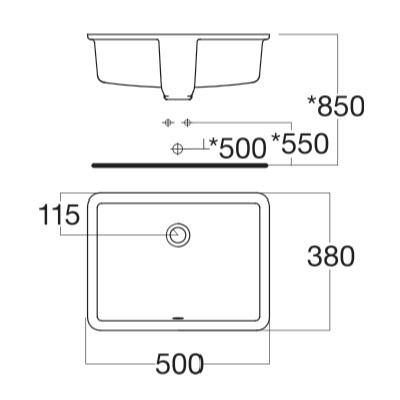 Bản vẽ kích thước chậu âm bàn Amerian Standard WP F514