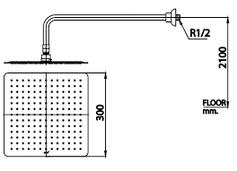 Bản vẽ kích thước bát sen âm tường Z98S Cotto