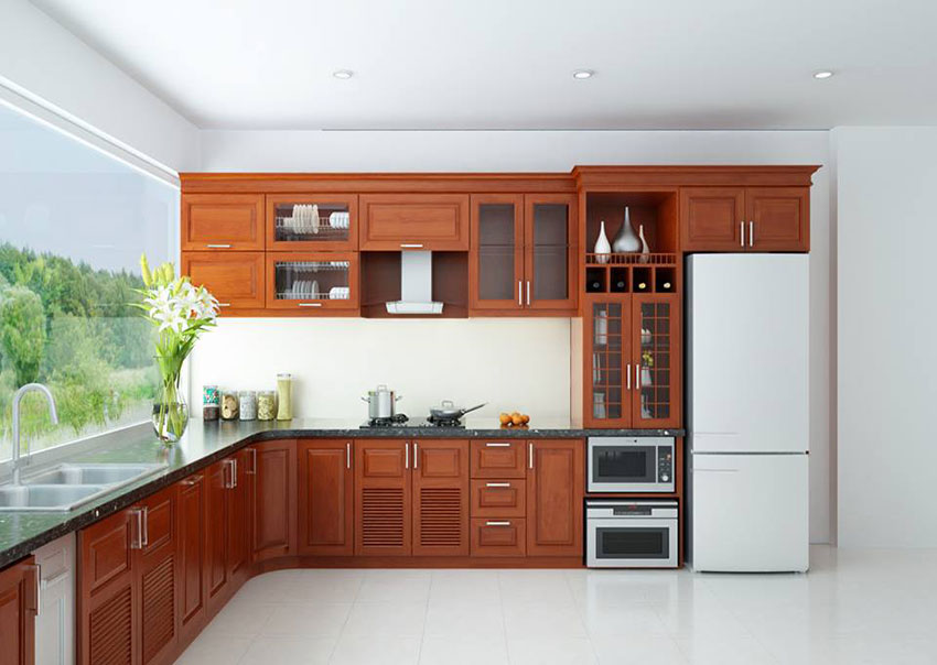 Thiết kế mẫu tủ bếp gỗ đẹp chữ L hiện đại và tiện dụng cho không gian bếp của bạn
