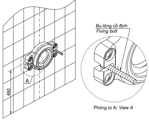 Bước 2: Gắn bồn tiểu treo tường vào tường theo hướng dẫn lắp đặt