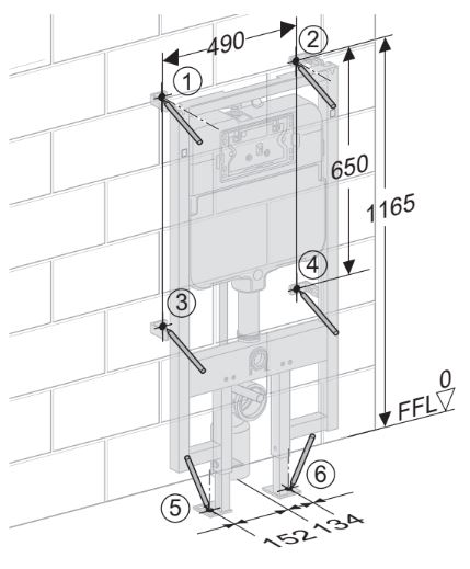 Bước 5: Vẽ trên mặt tường và sàn (phi 10x sâu 60)